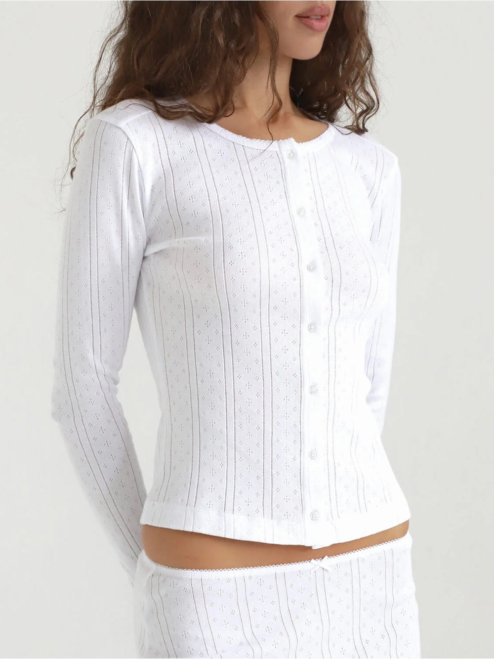 Copy Cou Intimates Pointelle White Cardigan Size M